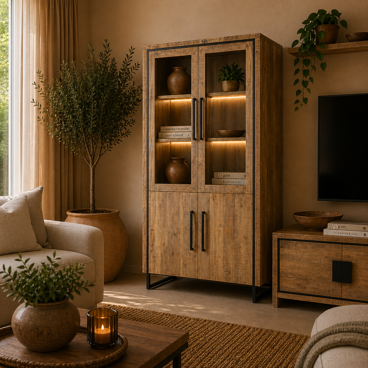 Rimini large display cabinet