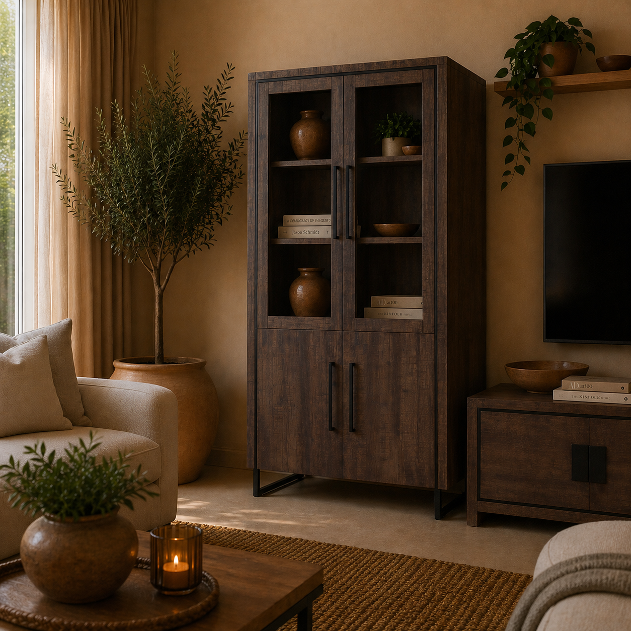 Rimini large display cabinet